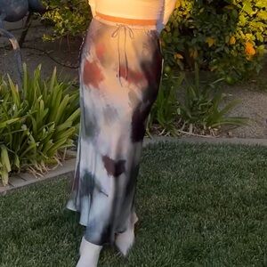 Colorful silk like maxi skirt